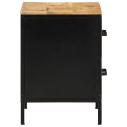 Berkfield Home Bedside Cabinet 40x35x50 cm Solid Wood Rough Mango in Black - Size: 40 x 35 x 50 cm - thumbnail 6