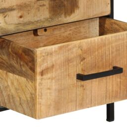 Berkfield Home Bedside Cabinet 40x35x50 cm Solid Wood Rough Mango in Black - Size: 40 x 35 x 50 cm - thumbnail 9