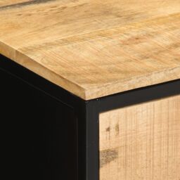 Berkfield Home Bedside Cabinet 40x35x50 cm Solid Wood Rough Mango in Black - Size: 40 x 35 x 50 cm - thumbnail 8
