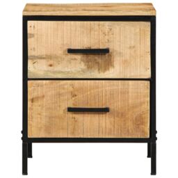 Berkfield Home Bedside Cabinet 40x35x50 cm Solid Wood Rough Mango in Black - Size: 40 x 35 x 50 cm - thumbnail 5