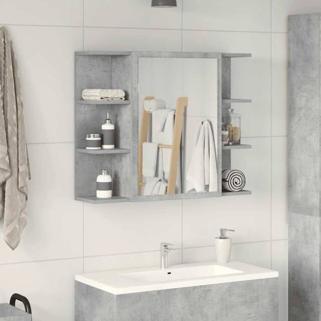 Berkfield Home Modern Bathroom Mirror Cabinet Concrete Grey 80x20.5x64 cm Engine - image 1