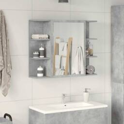 Berkfield Home Modern Bathroom Mirror Cabinet Concrete Grey 80x20.5x64 cm Engine