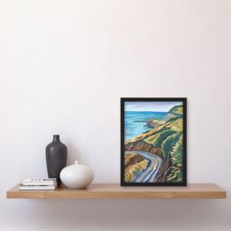 "Artery8 Cleveland Way Coastal Yorkshire Moors Painting Framed Art Print in Green - Size: W12"" x H16""" - thumbnail 4