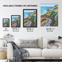 "Artery8 Cleveland Way Coastal Yorkshire Moors Painting Framed Art Print in Green - Size: W12"" x H16""" - thumbnail 3