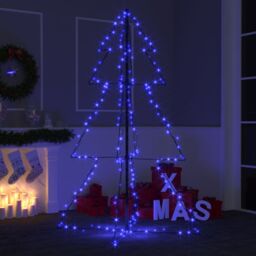 Berkfield Home Christmas Cone Tree 200 LEDs Indoor & Outdoor 98x150 cm in Blue - thumbnail 1