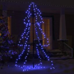 Berkfield Home Christmas Cone Tree 200 LEDs Indoor & Outdoor 98x150 cm in Blue - thumbnail 3