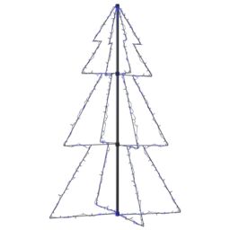 Berkfield Home Christmas Cone Tree 200 LEDs Indoor & Outdoor 98x150 cm in Blue - thumbnail 2
