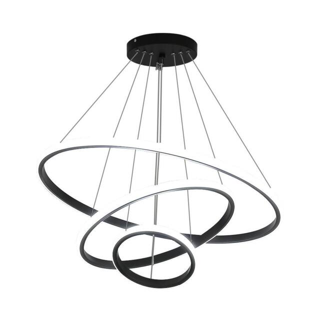 Goeco Modern Black 3-Ring LED Pendant Light, 36W 3-Color Chandelier - image 1