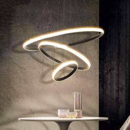 Goeco Modern Black 3-Ring LED Pendant Light, 36W 3-Color Chandelier - thumbnail 9