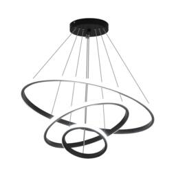 Goeco Modern Black 3-Ring LED Pendant Light, 36W 3-Color Chandelier