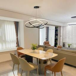 Goeco Modern Black 3-Ring LED Pendant Light, 36W 3-Color Chandelier - thumbnail 4