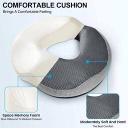 EONLION Donut Cushion Memory Foam Ring Seat in Grey - Size: 100 cm x 190 cm - thumbnail 4