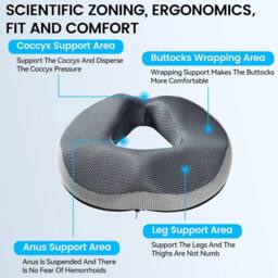 EONLION Donut Cushion Memory Foam Ring Seat in Grey - Size: 100 cm x 190 cm - thumbnail 3