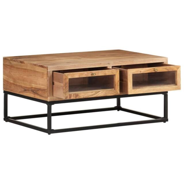 Berkfield Home Beautiful Coffee Table 90x60x40 cm Solid Acacia Wood in Brown - Size: 90 x 60 x 40 cm - image 1