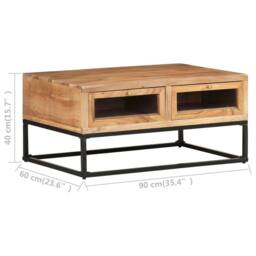 Berkfield Home Beautiful Coffee Table 90x60x40 cm Solid Acacia Wood in Brown - Size: 90 x 60 x 40 cm - thumbnail 7
