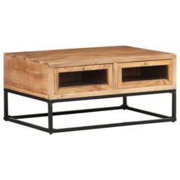 Berkfield Home Beautiful Coffee Table 90x60x40 cm Solid Acacia Wood in Brown - Size: 90 x 60 x 40 cm - thumbnail 2