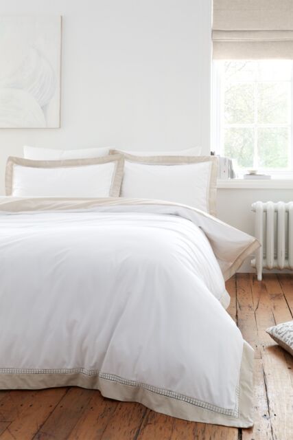 Bianca 'Oxford Lace' 200 Thread Count Cotton Duvet Cover Set in Natural - Size: King