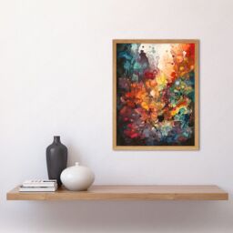 "Artery8 Wall Art Print Abstract Coral Reef Modern Rainbow Painting Art Framed in Light Oak - Size: W12"" x H16""" - thumbnail 2