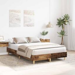 Berkfield Home Bed Frame No Mattress Old Wood 135x190 cm Double Engineered Wood in Brown - thumbnail 3