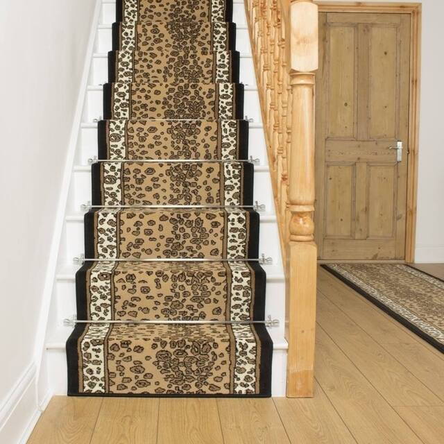 runrug Stair Runner Carpet for Staircases - Soft & Comfy, 9mm - 'Leopard' in White - Size: 70 cm x 510 cm - image 1