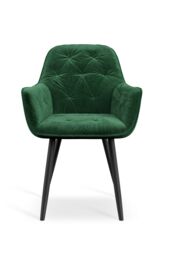 More4Homes Set Of 4 Anika Modern Velvet Dining Chair Padded Seat Metal Legs in Green - thumbnail 3