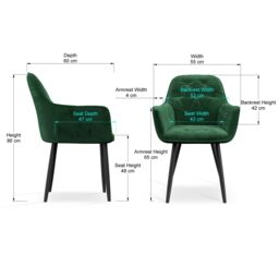 More4Homes Set Of 4 Anika Modern Velvet Dining Chair Padded Seat Metal Legs in Green - thumbnail 7