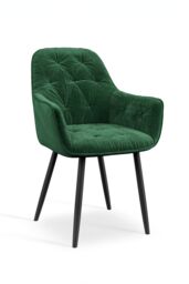 More4Homes Set Of 4 Anika Modern Velvet Dining Chair Padded Seat Metal Legs in Green - thumbnail 2