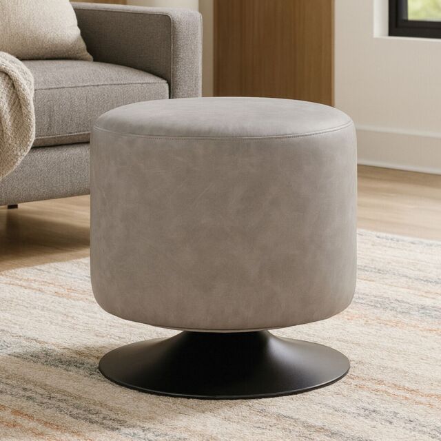 Orsina Sturdy & Durable cylinder Stool, Sleek Modern Design Livingroom Stool, Comfortable Bedroom Stool in Grey - image 1