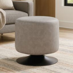 Orsina Sturdy & Durable cylinder Stool, Sleek Modern Design Livingroom Stool, Comfortable Bedroom Stool in Grey - thumbnail 1
