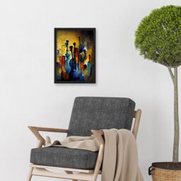 Artery8 Abstract Jazz Orchestra Rhythm & Blues Music Oil Artwork Framed Wall Art Print A4 in Black - thumbnail 2