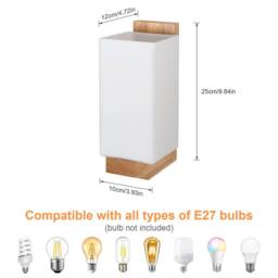 Pheashine Wood Wall Sconce, E27 Modern Wall Light Glass Shade, Bulb included in Light Brown - thumbnail 6