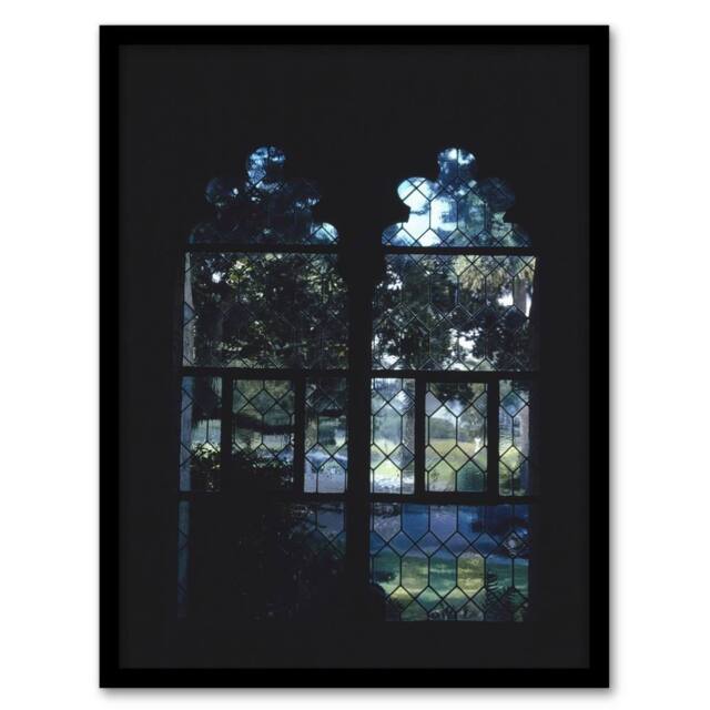 "Artery8 Cloister Hotel Vitro Stained Glass Margolies Framed Wall Art Print in Black - Size: W12"" x H16""" - image 1