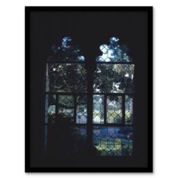 "Artery8 Cloister Hotel Vitro Stained Glass Margolies Framed Wall Art Print in Black - Size: W12"" x H16""" - thumbnail 1
