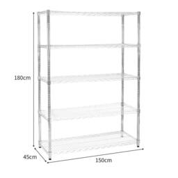 Monstershop KuKoo Wire Racking - 45cm x 150cm x 180cm in Silver - Size: 45 cm x 150 cm x 180 cm - thumbnail 3