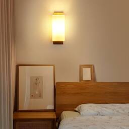 Goeco Wall Light Indoor Wood, Vintage Wall Lamp, Glass Lampshade, with Bulb in White - thumbnail 9