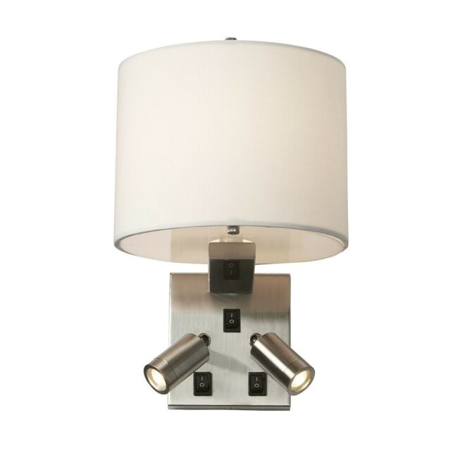 Loops 3 Bulb Wall Light 2 Directional LED Spotlights White Shade Nickel LED E14 40W in Metallics