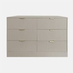 OHS Solid Ribbed 6 Drawer Chest of Drawers Cabinet Sideboard Storage Unit in Natural - thumbnail 2