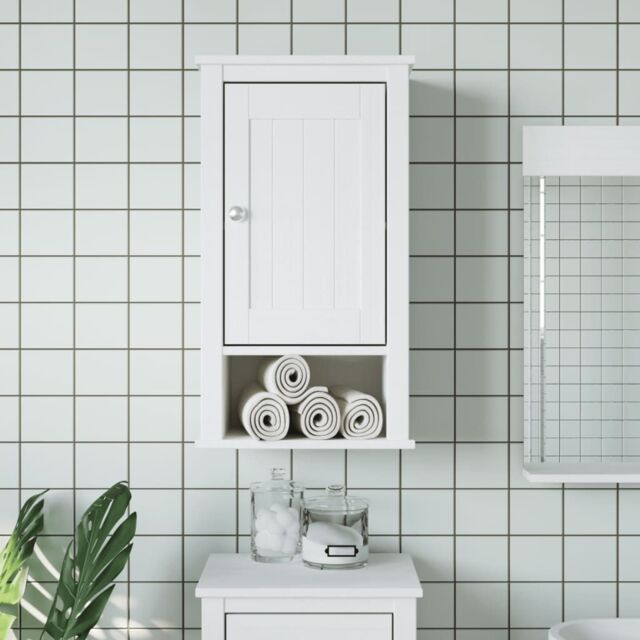 Berkfield Home Bathroom Wall Cabinet BERG White 40x27x71.5 cm Solid Wood Pine - image 1