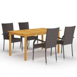 Berkfield Home 5 Piece Garden Dining Set Brown