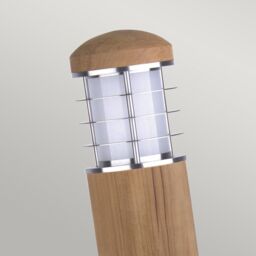 Netlighting Poole 1 Light Outdoor Bollard Light Stainless Steel Teak IP55 E27 in Brown - thumbnail 2