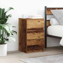 Berkfield Home Bedside Cabinet with 3 Drawers Old Wood 39x35x65 cm in Brown - Size: 39 x 35 x 65 cm - thumbnail 1
