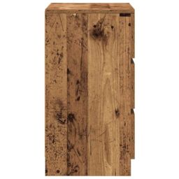 Berkfield Home Bedside Cabinet with 3 Drawers Old Wood 39x35x65 cm in Brown - Size: 39 x 35 x 65 cm - thumbnail 7