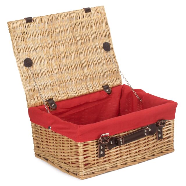 Red Hamper Wicker 40 cm Buff Empty Hamper with Cotton Lining in Red - image 1