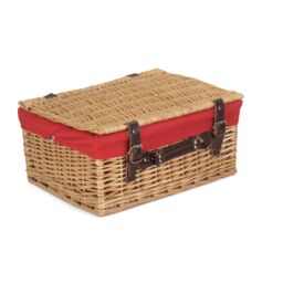 Red Hamper Wicker 40 cm Buff Empty Hamper with Cotton Lining in Red - thumbnail 2