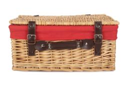 Red Hamper Wicker 40 cm Buff Empty Hamper with Cotton Lining in Red - thumbnail 3