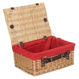 Red Hamper Wicker 40 cm Buff Empty Hamper with Cotton Lining in Red - thumbnail 1