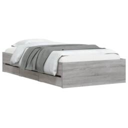 Berkfield Home Modern Bed Frame w/Drawers Frame Grey Sonoma 75x190 cm Small Single - thumbnail 1