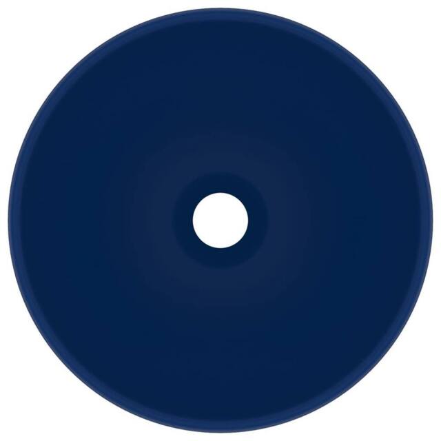 Berkfield Home Luxury Bathroom Basin Round Matt Dark Blue 32.5x14 cm Ceramic - image 1