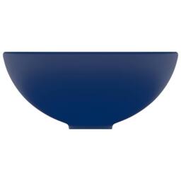 Berkfield Home Luxury Bathroom Basin Round Matt Dark Blue 32.5x14 cm Ceramic - thumbnail 4