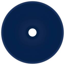Berkfield Home Luxury Bathroom Basin Round Matt Dark Blue 32.5x14 cm Ceramic - thumbnail 1